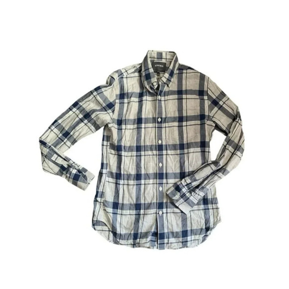 Bonobos‎ Mens Size Small Blue Plaid Long Sleeve Button Down Slim Fit Shirt